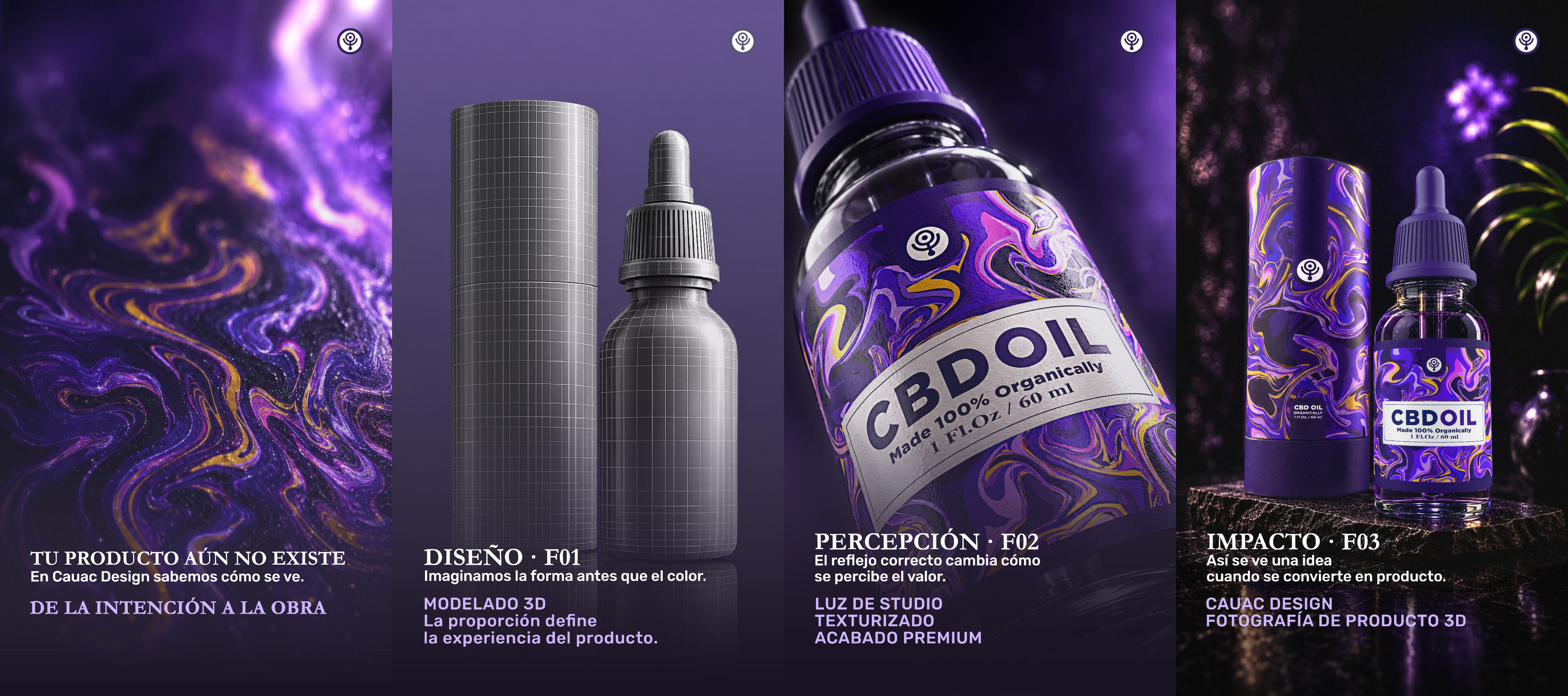 Fotografía de Producto 3D - CBD OIL - CAUAC DESIGN